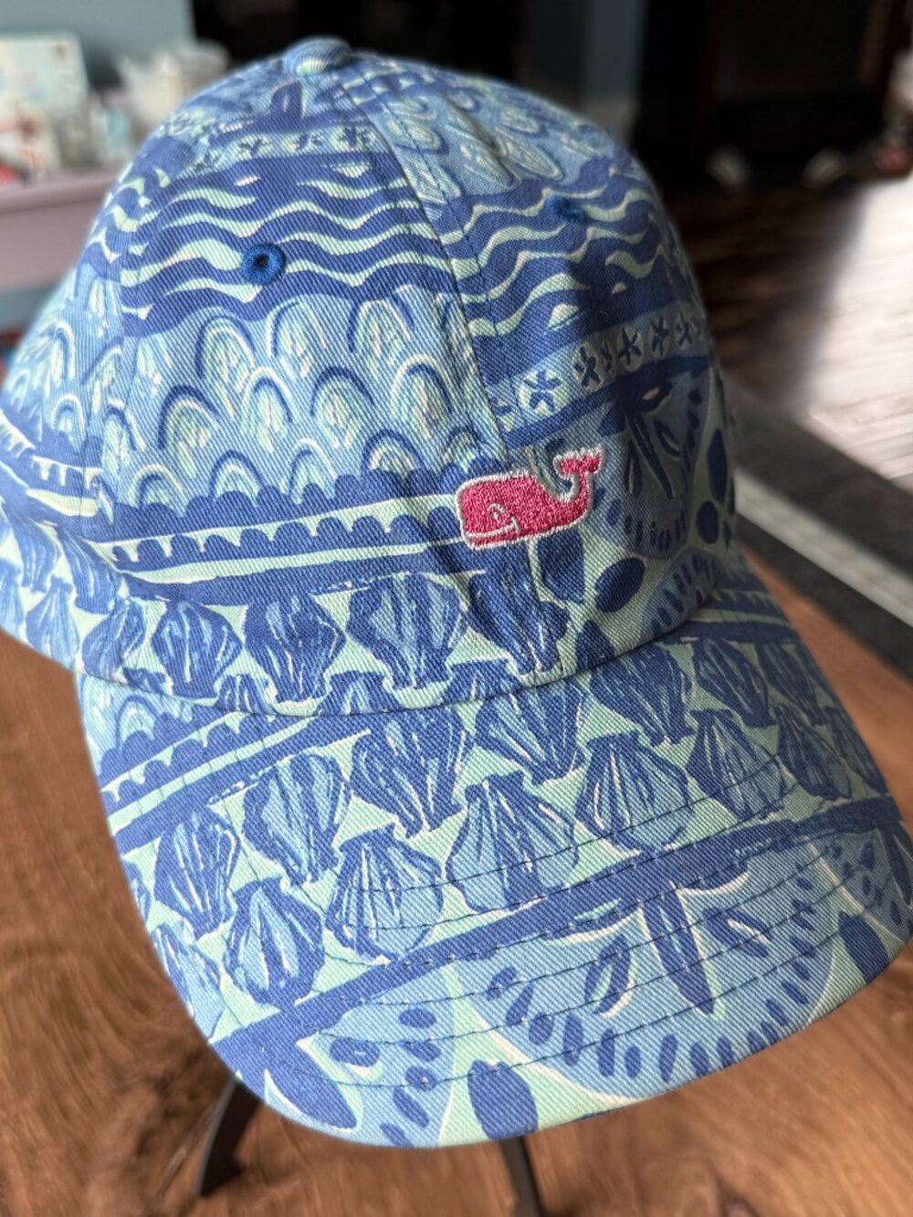 Vineyard Vines Blue Pattern Whale Baseball Hat